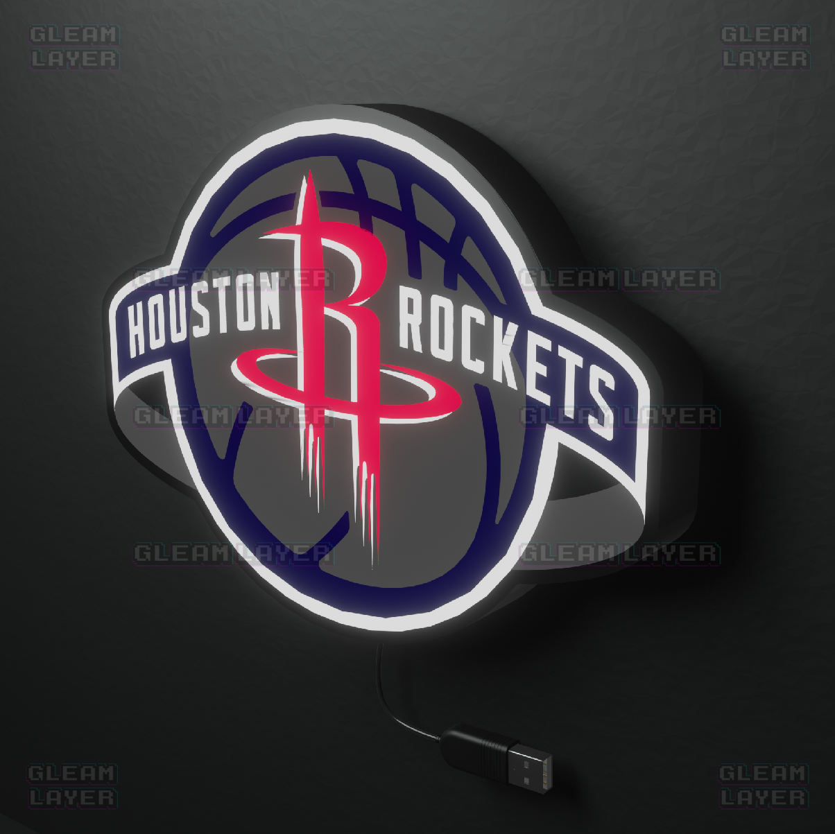 Houston Rockets Led Light Box NBA Sports Bar Light Display Wall Sign