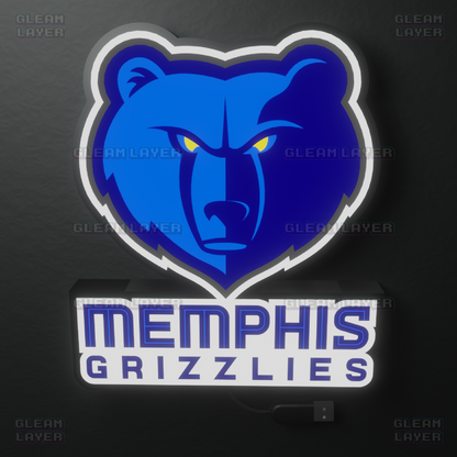 Memphis Grizzlies Led Light Box NBA Sports Bar Light Display Wall Sign