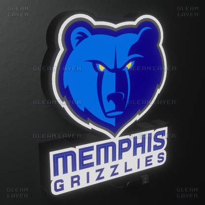 Memphis Grizzlies Led Light Box NBA Sports Bar Light Display Wall Sign