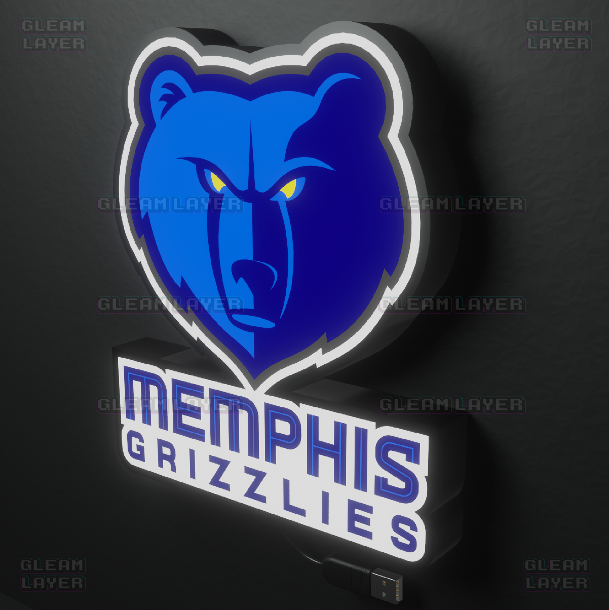 Memphis Grizzlies Led Light Box NBA Sports Bar Light Display Wall Sign