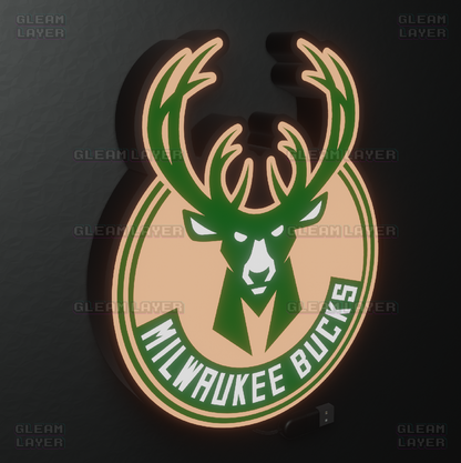 Milwaukee Bucks Led Light Box NBA Sports Bar Light Display Wall Sign