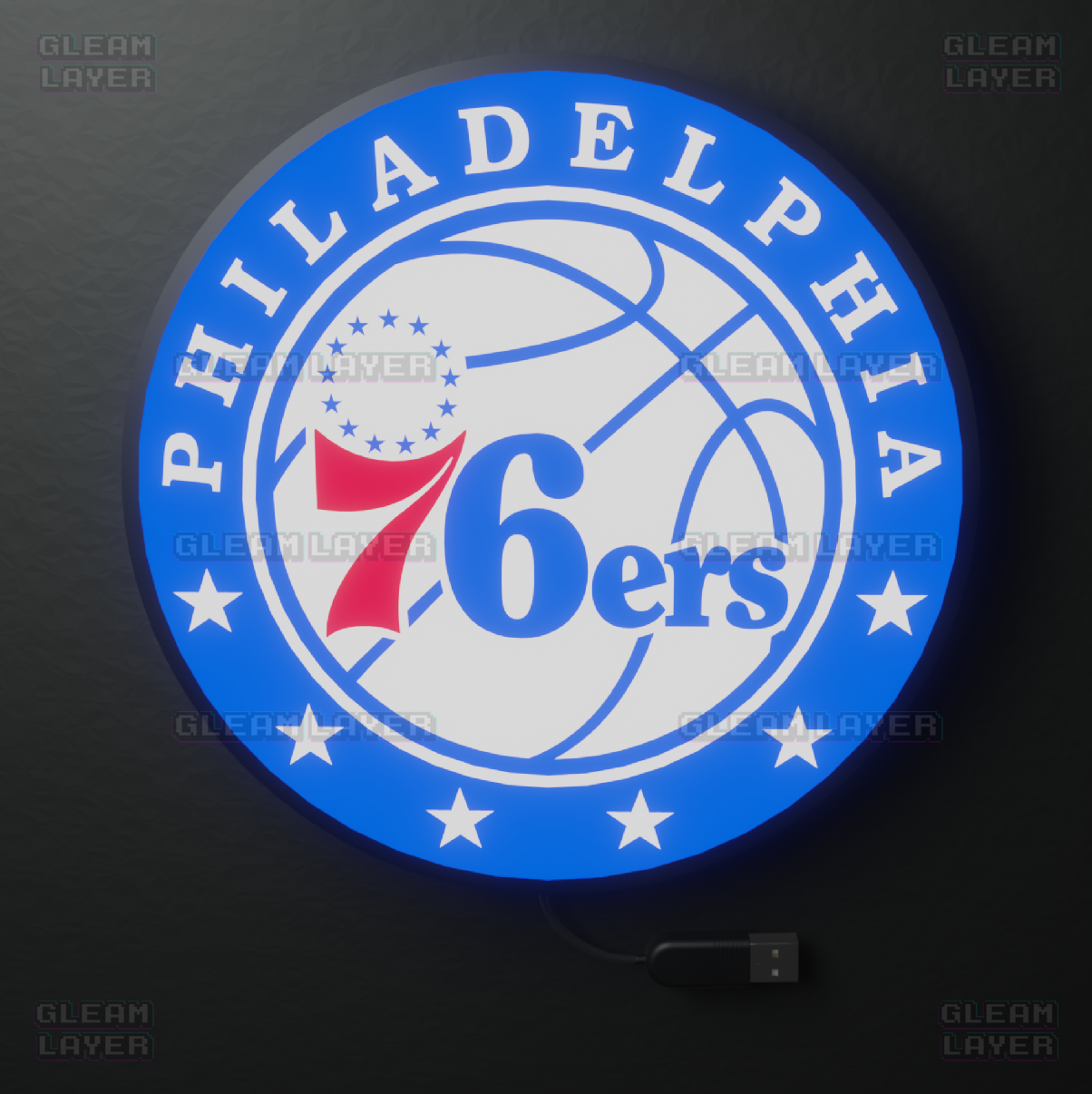 Philadelphia 76ers Led Light Box NBA Sports Bar Light Display Wall Sign