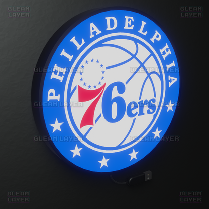 Philadelphia 76ers Led Light Box NBA Sports Bar Light Display Wall Sign