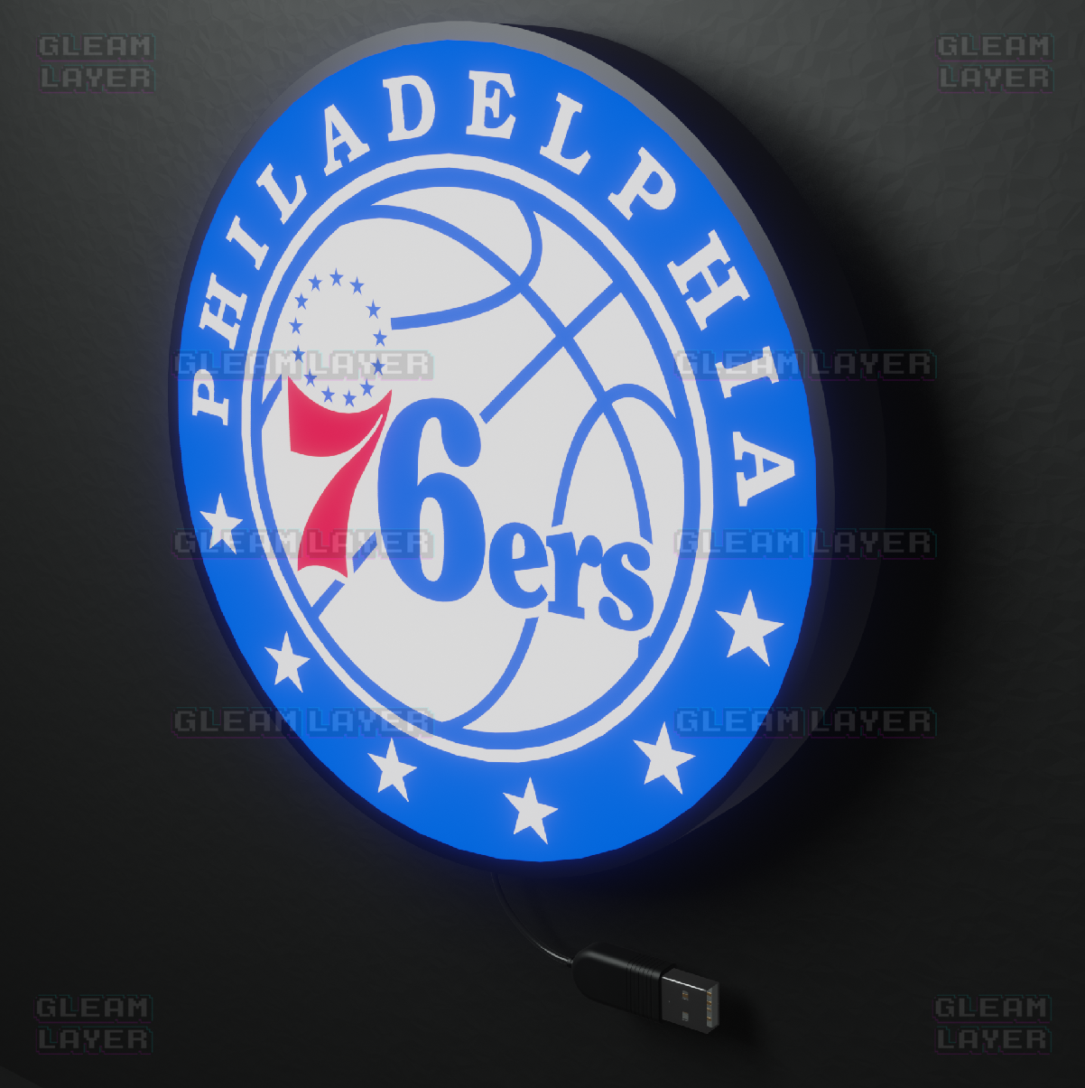 Philadelphia 76ers Led Light Box NBA Sports Bar Light Display Wall Sign