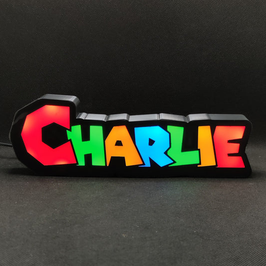 Charlie Super Mario Style Personalized Name Lightbox
