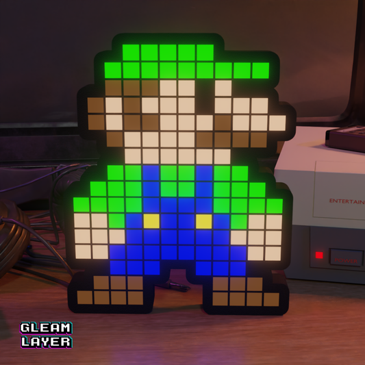 Luigi from Super Mario 8-bit Pixel Led Light