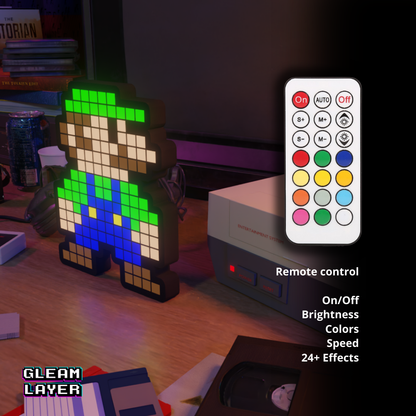 Luigi from Super Mario 8-bit Pixel Led Light