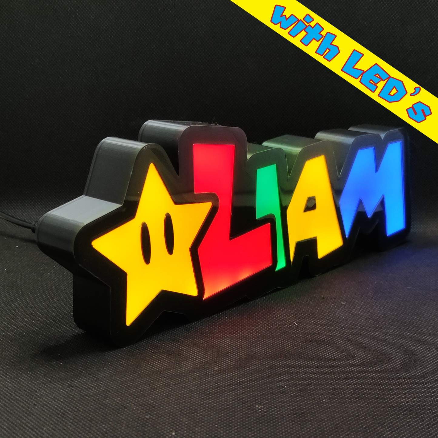 Nome personalizado Super Mario estilo Led Lightbox Sign