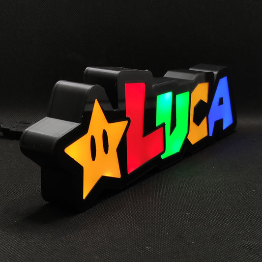 Luca Super Mario Style Personalized Name Lightbox