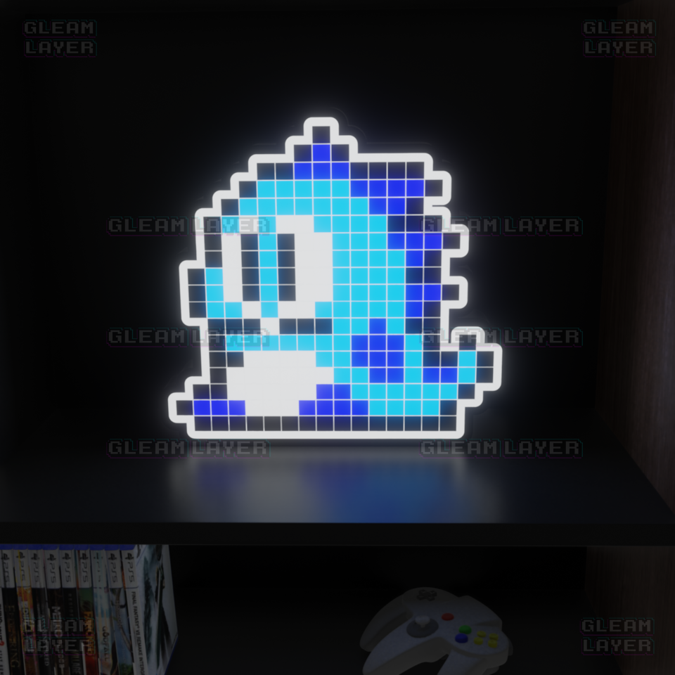 Blue Puzzle Bobble 8-bit Pixel Led Light