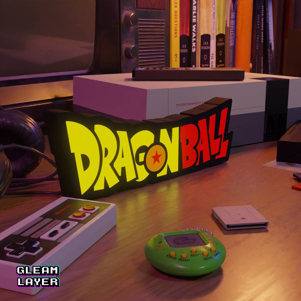 A left side view of the Dragon Ball LED RGB light sign highlighting its build quality and design, perfect for gaming room decoration.