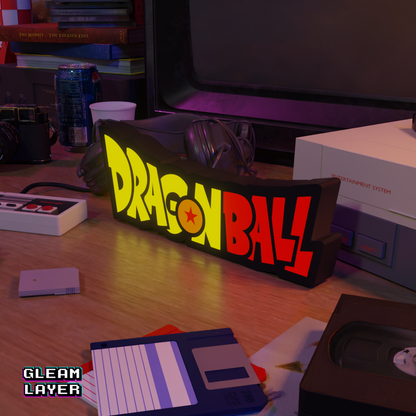 A right side perspective of the Dragon Ball LED RGB light sign showing depth and structure, designed for anime themed room decor.