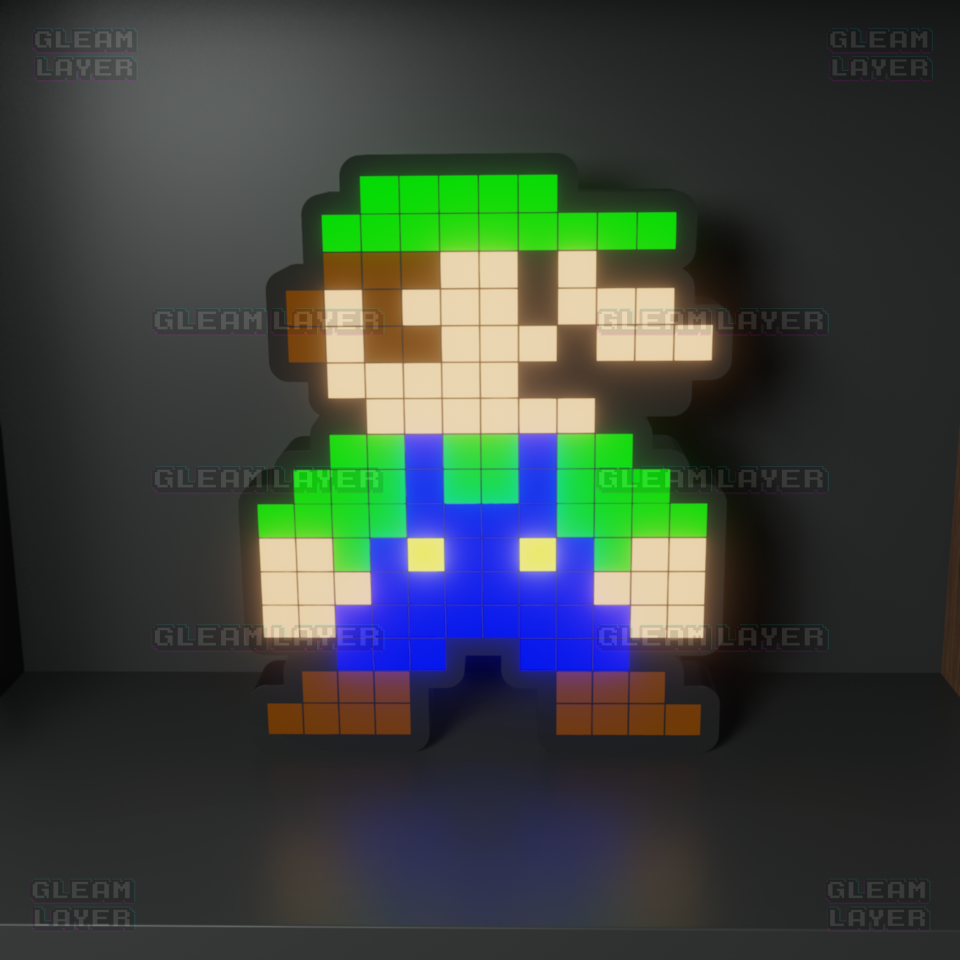 Luigi from Super Mario 8-bit Pixel Led Light