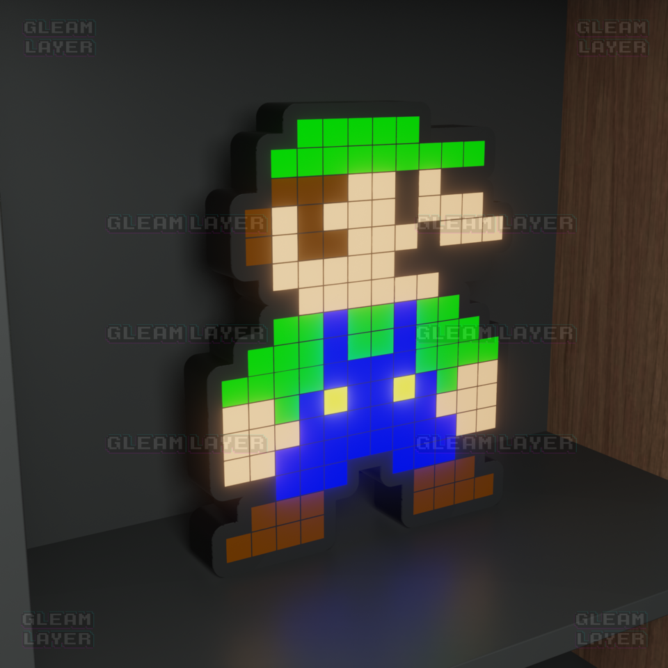 Luigi from Super Mario 8-bit Pixel Led Light