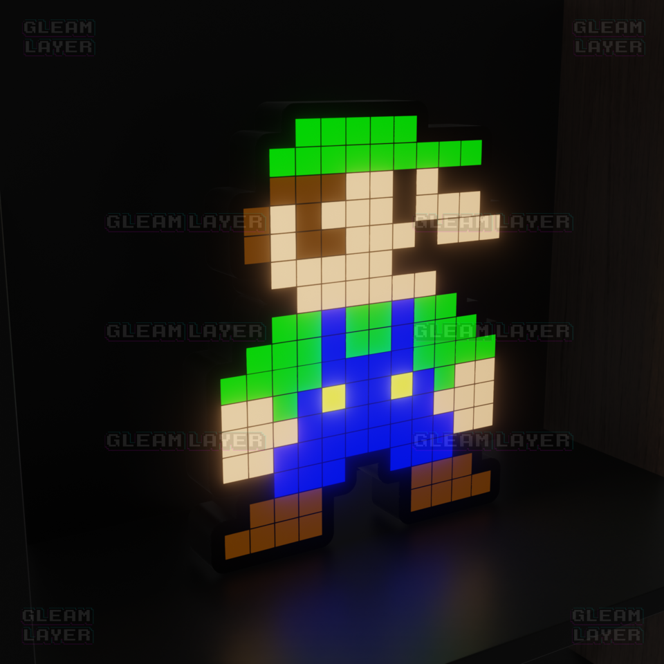 Luigi from Super Mario 8-bit Pixel Led Light