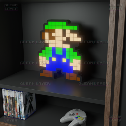 Luigi from Super Mario 8-bit Pixel Led Light