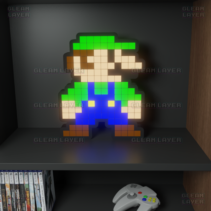 Luigi from Super Mario 8-bit Pixel Led Light