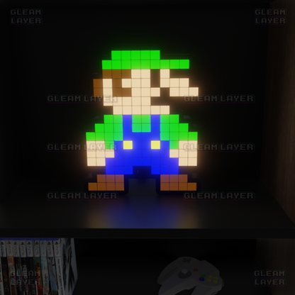 Luigi from Super Mario 8-bit Pixel Led Light