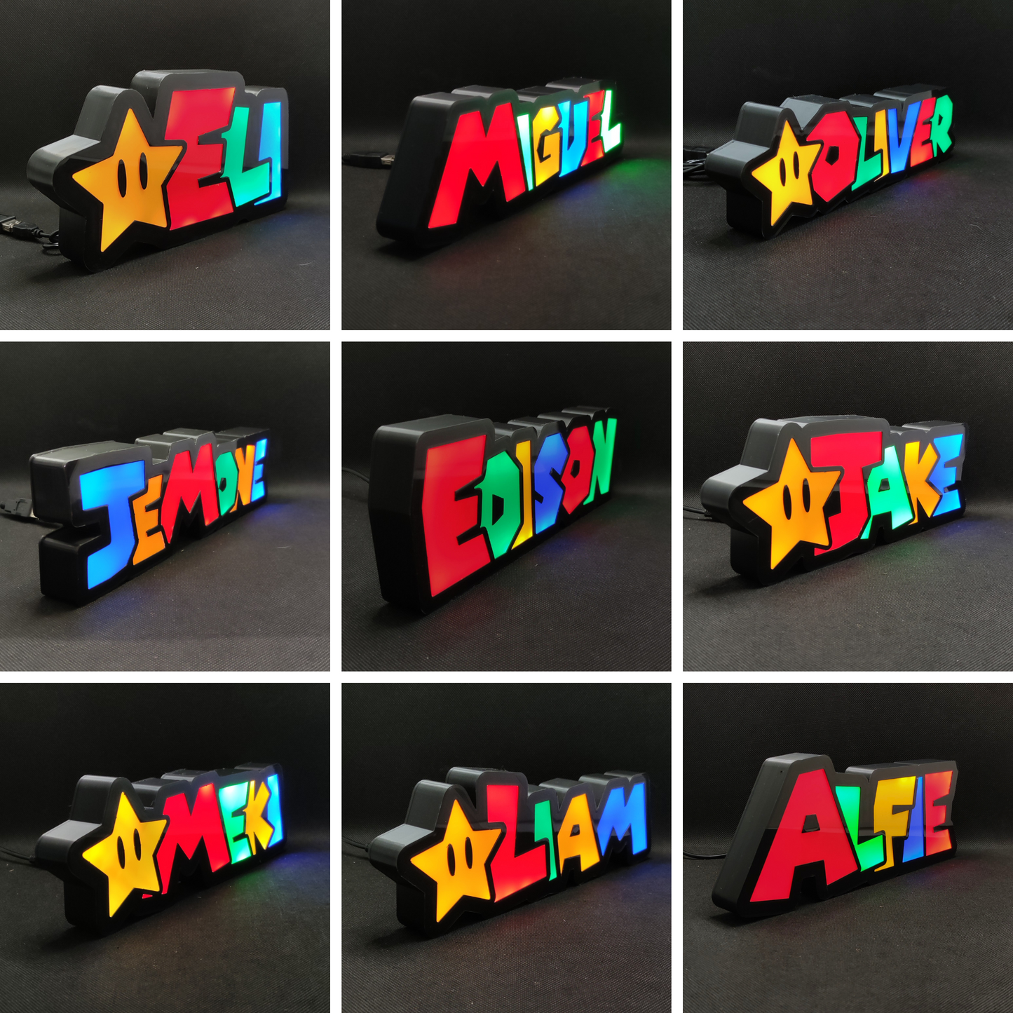 Custom Name Super Mario Style Led Lightbox Sign