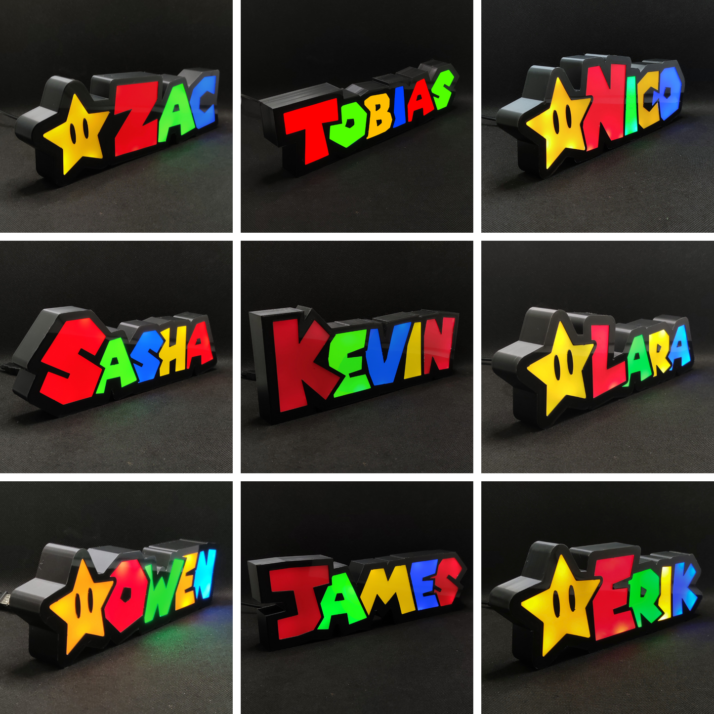 Custom Name Super Mario Style Led Lightbox Sign