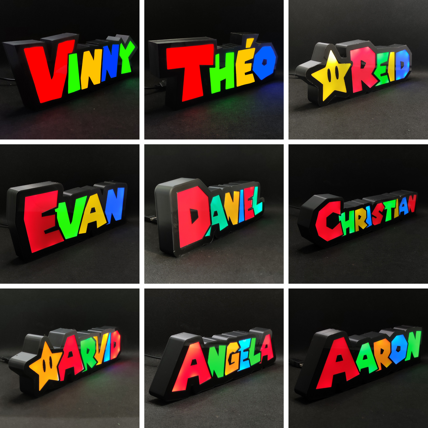 Custom Name Super Mario Style Led Lightbox Sign