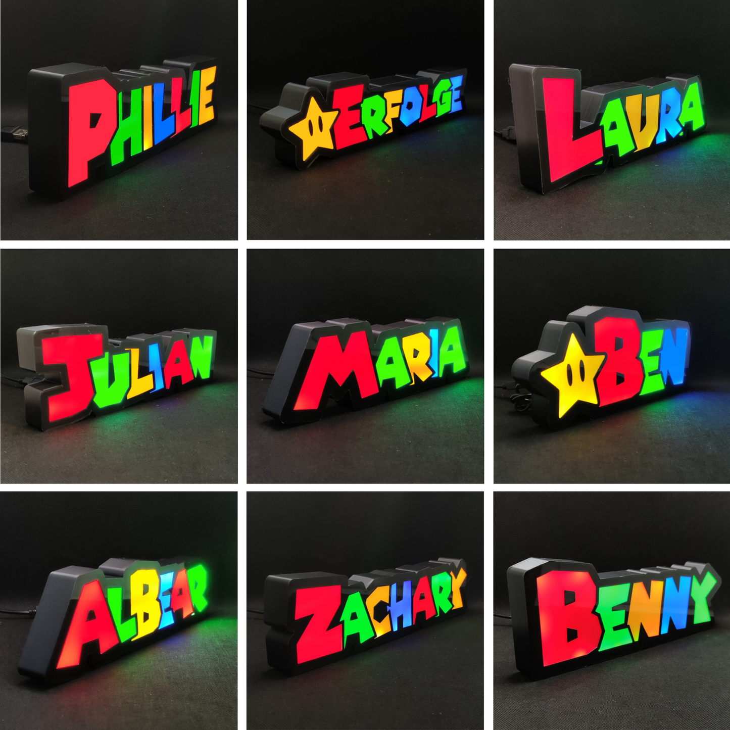 Custom Name Super Mario Style Led Lightbox Sign