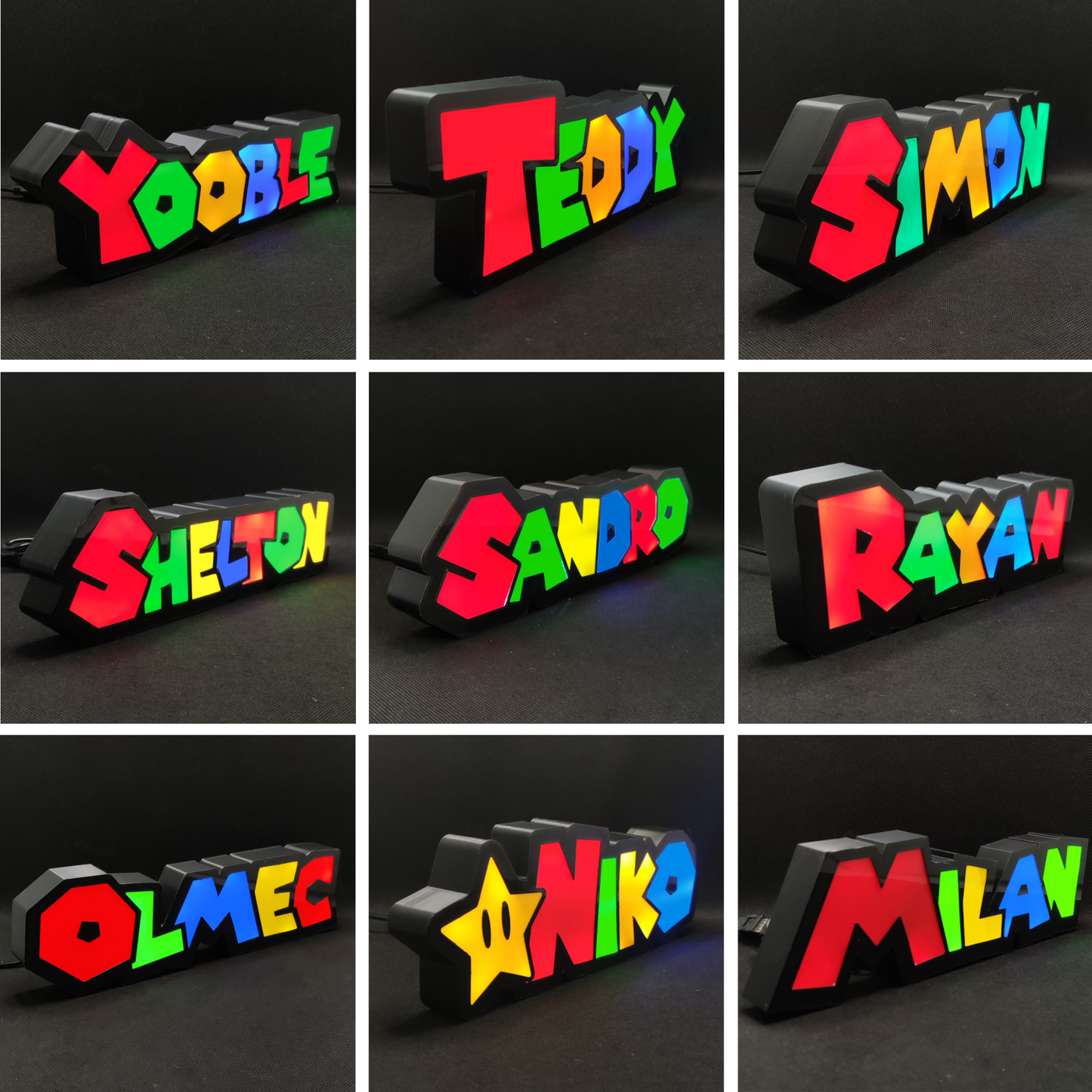 Custom Name Super Mario Style Led Lightbox Sign