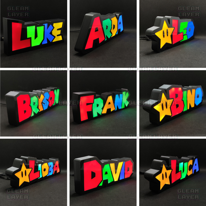 Custom Name Super Mario Style Led Light Sign