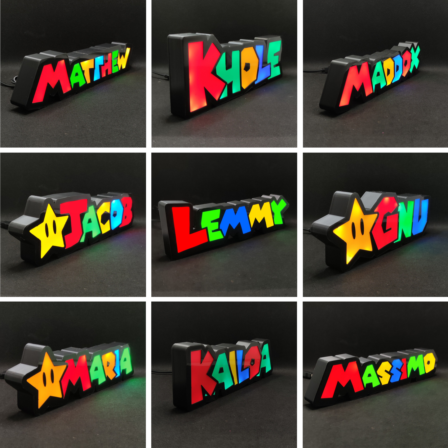 Custom Name Super Mario Style Led Lightbox Sign