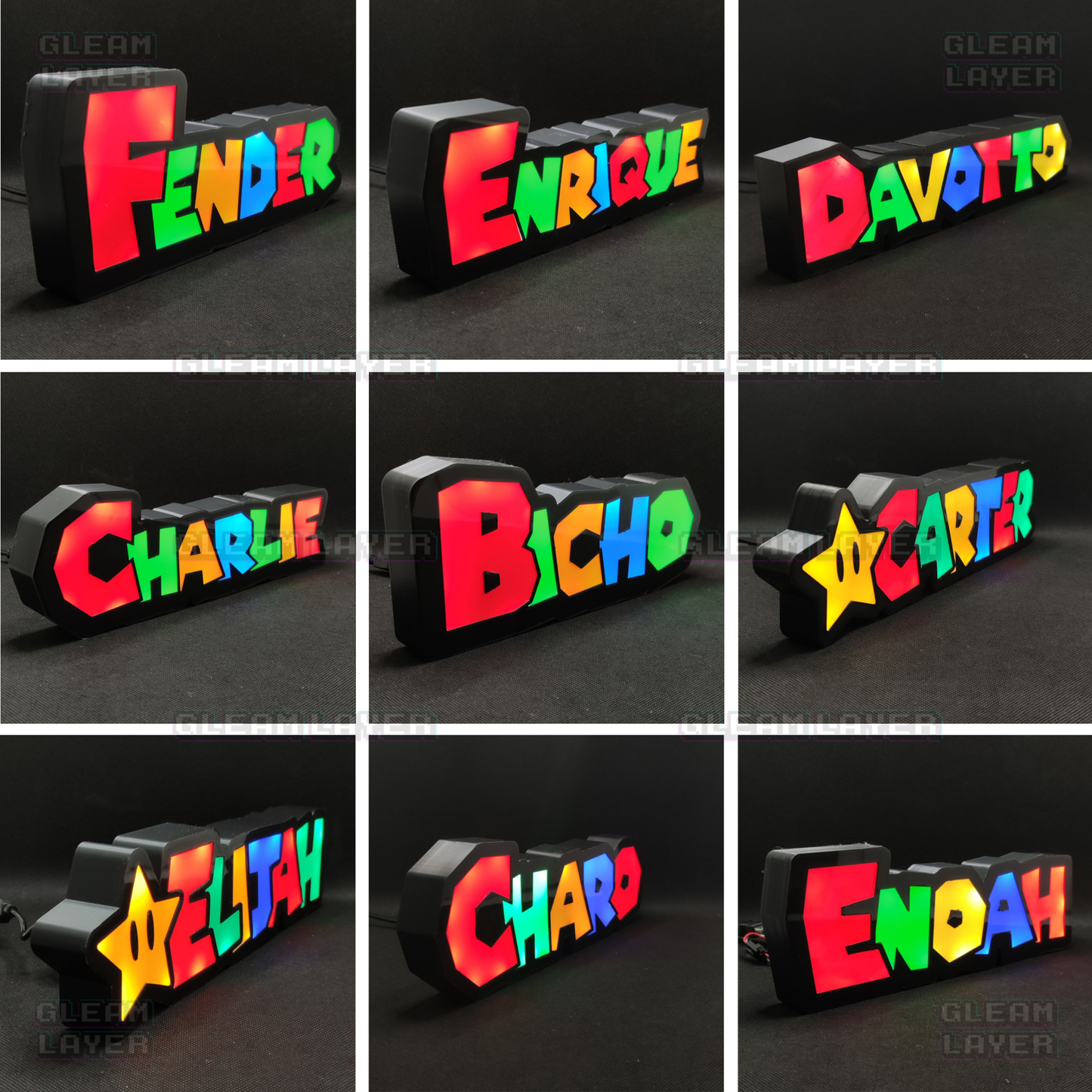 Custom Name Super Mario Style Led Light Sign