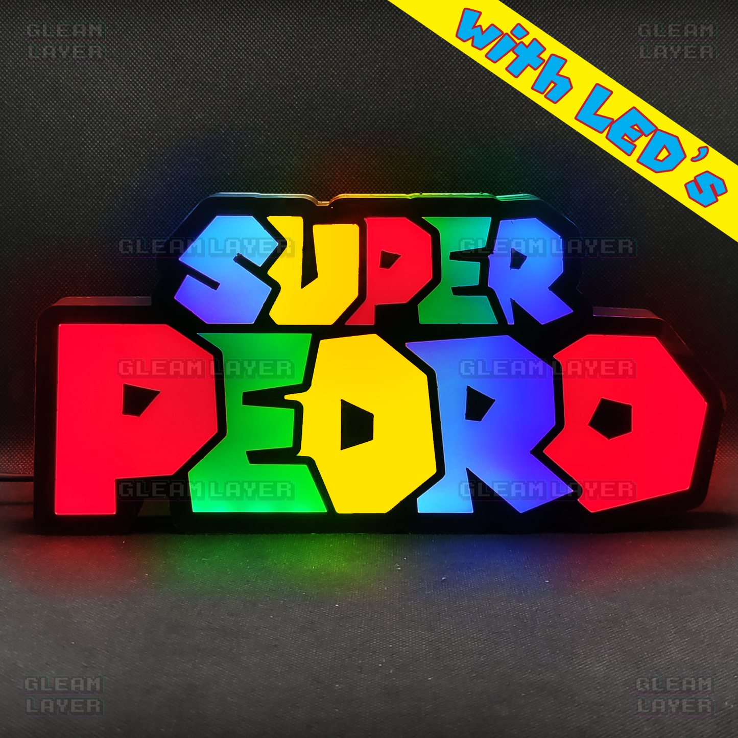 Custom Name Super Mario Style - 2 Names - Led Light Sign