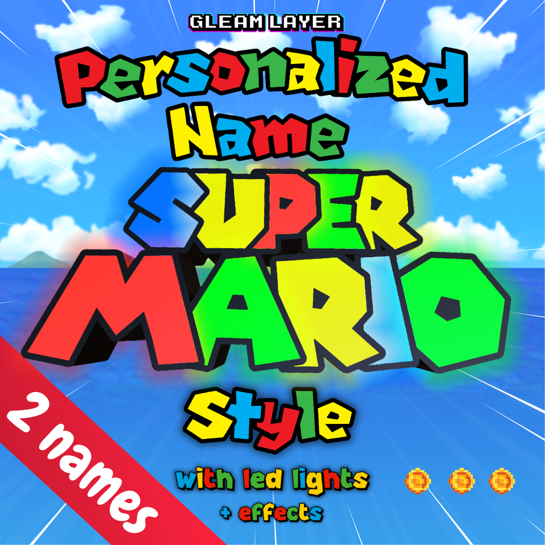 Custom Name Super Mario Style - 2 Names - Led Lightbox Sign