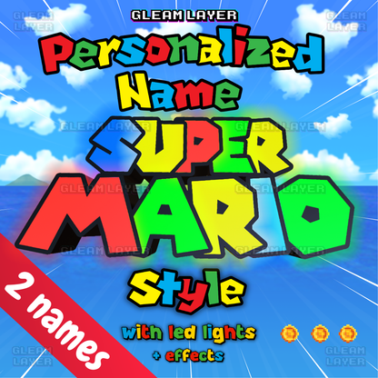 Custom Name Super Mario Style - 2 Names - Led Light Sign