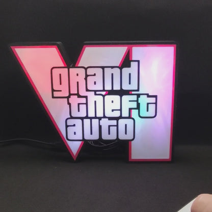 GTA 6 Logo Grand Theft Auto VI Led Gaming Light Sign