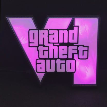 GTA 6 Logo Grand Theft Auto VI Led Gaming Light Sign