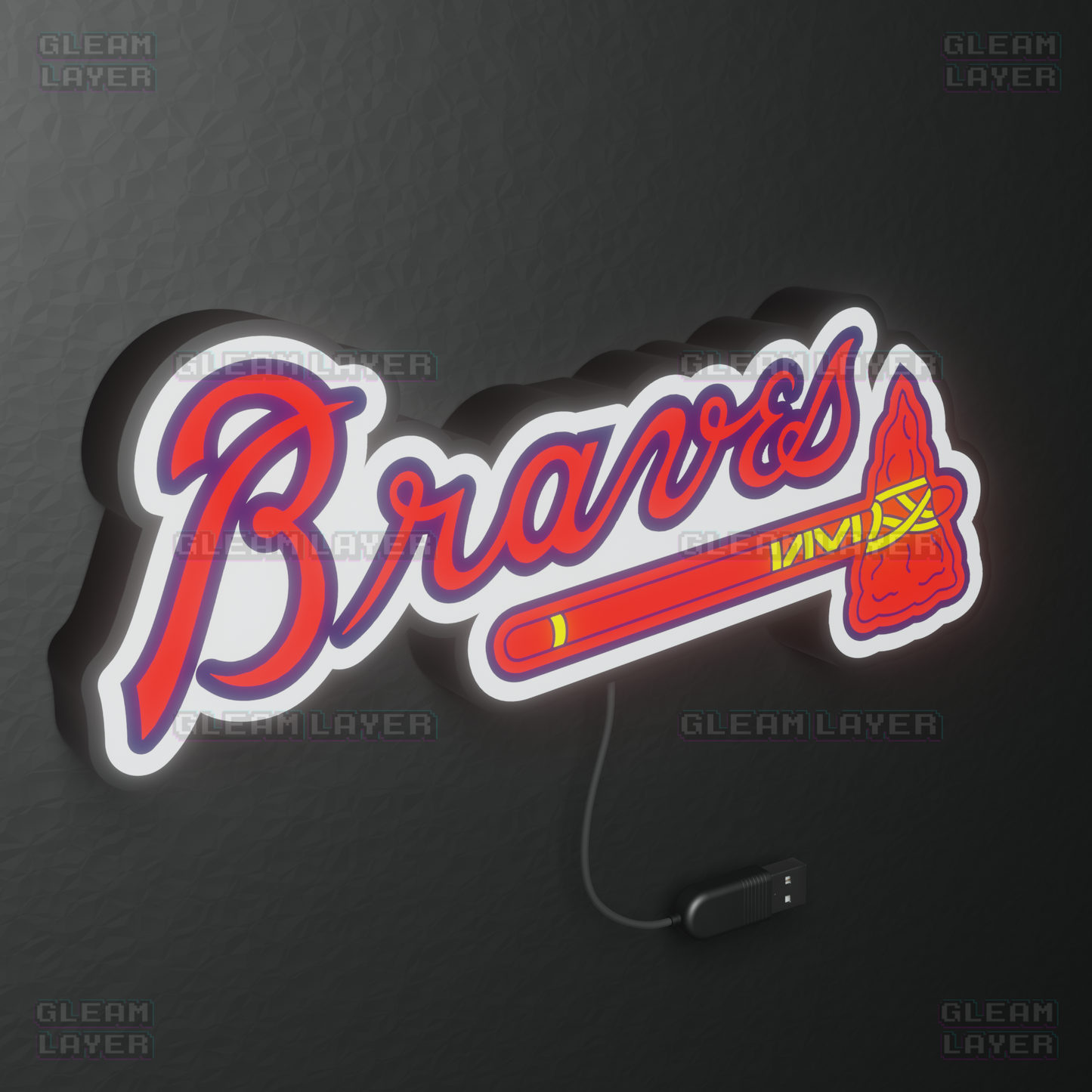 Atlanta Braves Led Light Box MLB Sports Bar Major League Baseball Wall Sign