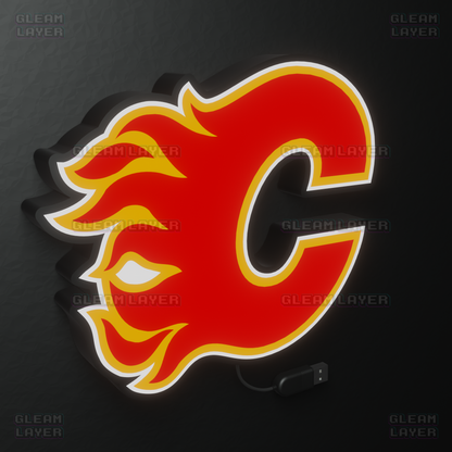 Calgary Flames Led Light Box NHL Sports Bar Light Display Wall Sign