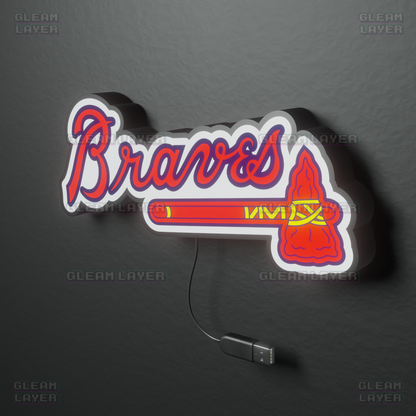 Atlanta Braves Led Light Box MLB Sports Bar Major League Baseball Wall Sign