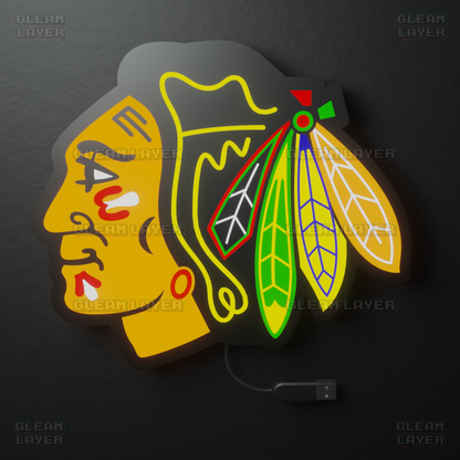 Chicago Blackhawks Led Light Box NHL Sports Bar Light Display Wall Sign