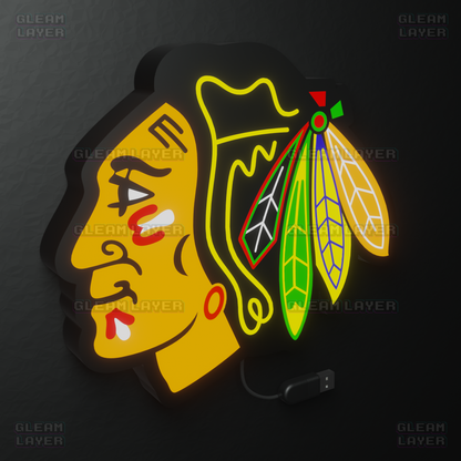 Chicago Blackhawks Led Light Box NHL Sports Bar Light Display Wall Sign