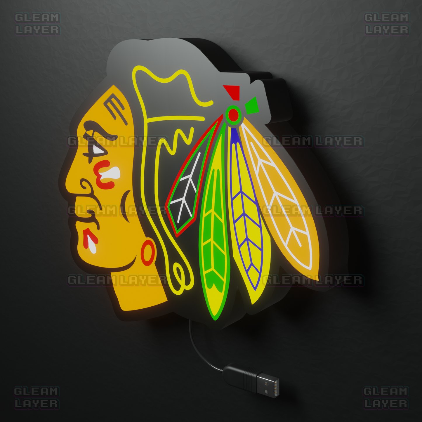 Chicago Blackhawks Led Light Box NHL Sports Bar Light Display Wall Sign