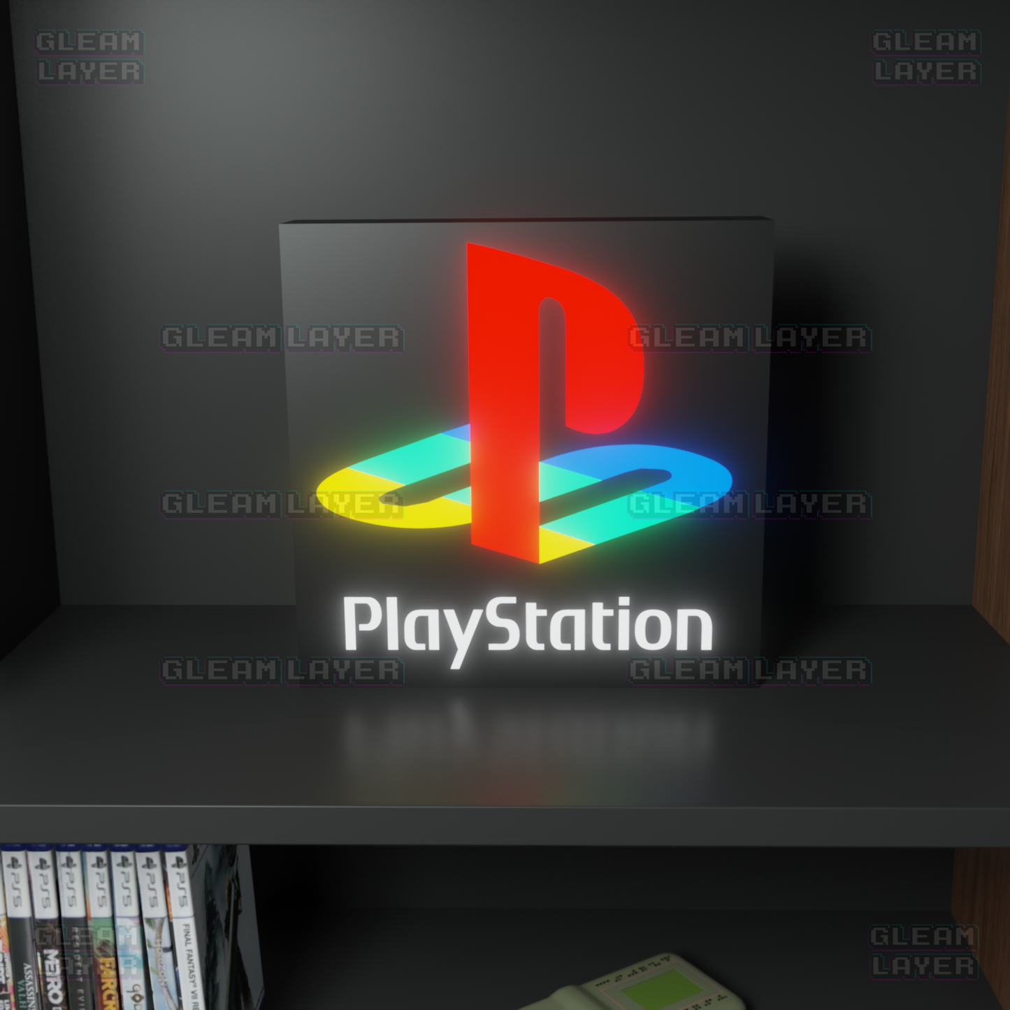 Playstation Retro Black Logo Led Gaming Light Sign