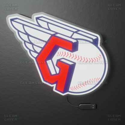 Cleveland Guardians Led Light Box MLB Sports Bar Major League Baseball Wall Sign