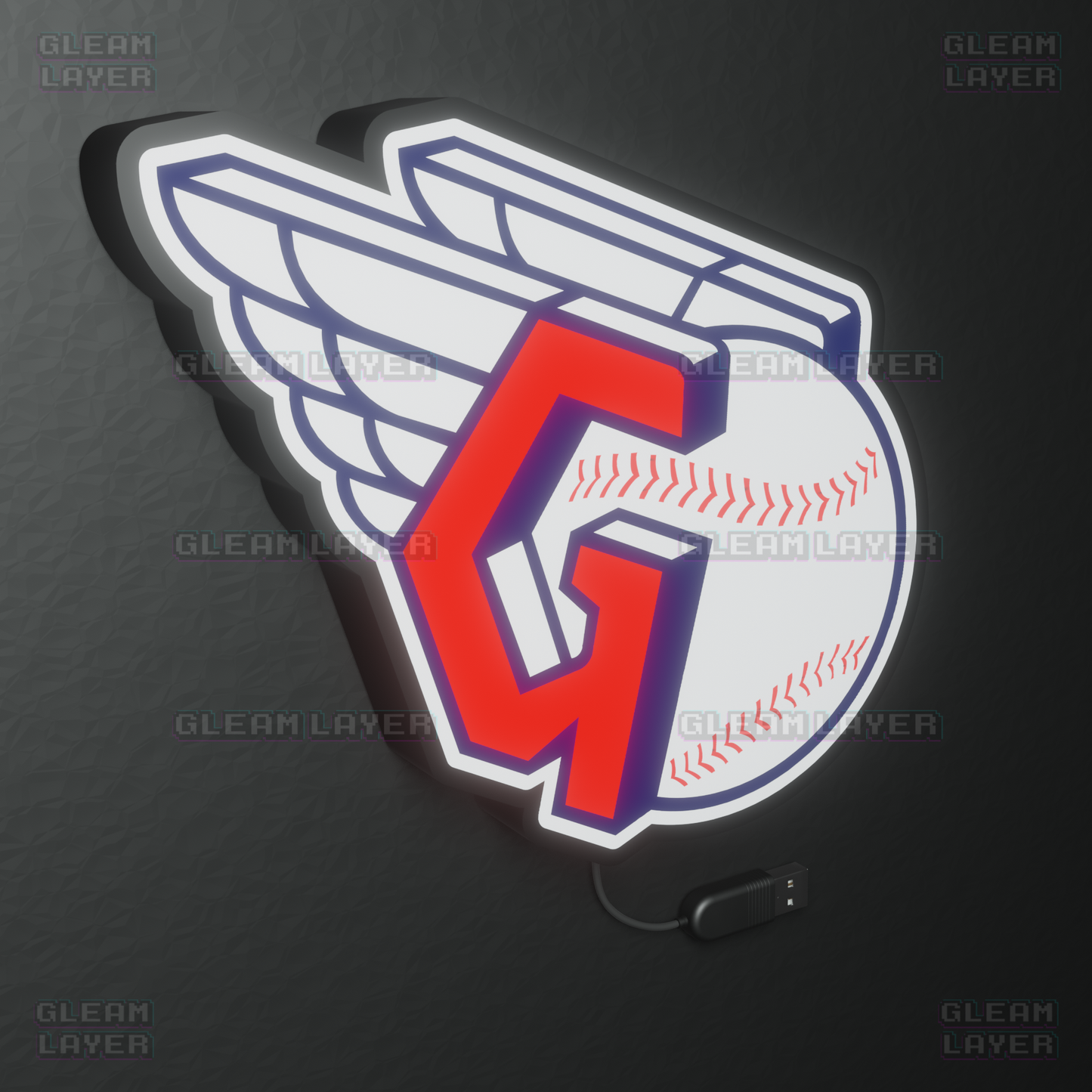 Cleveland Guardians Led Light Box MLB Sports Bar Major League Baseball Wall Sign