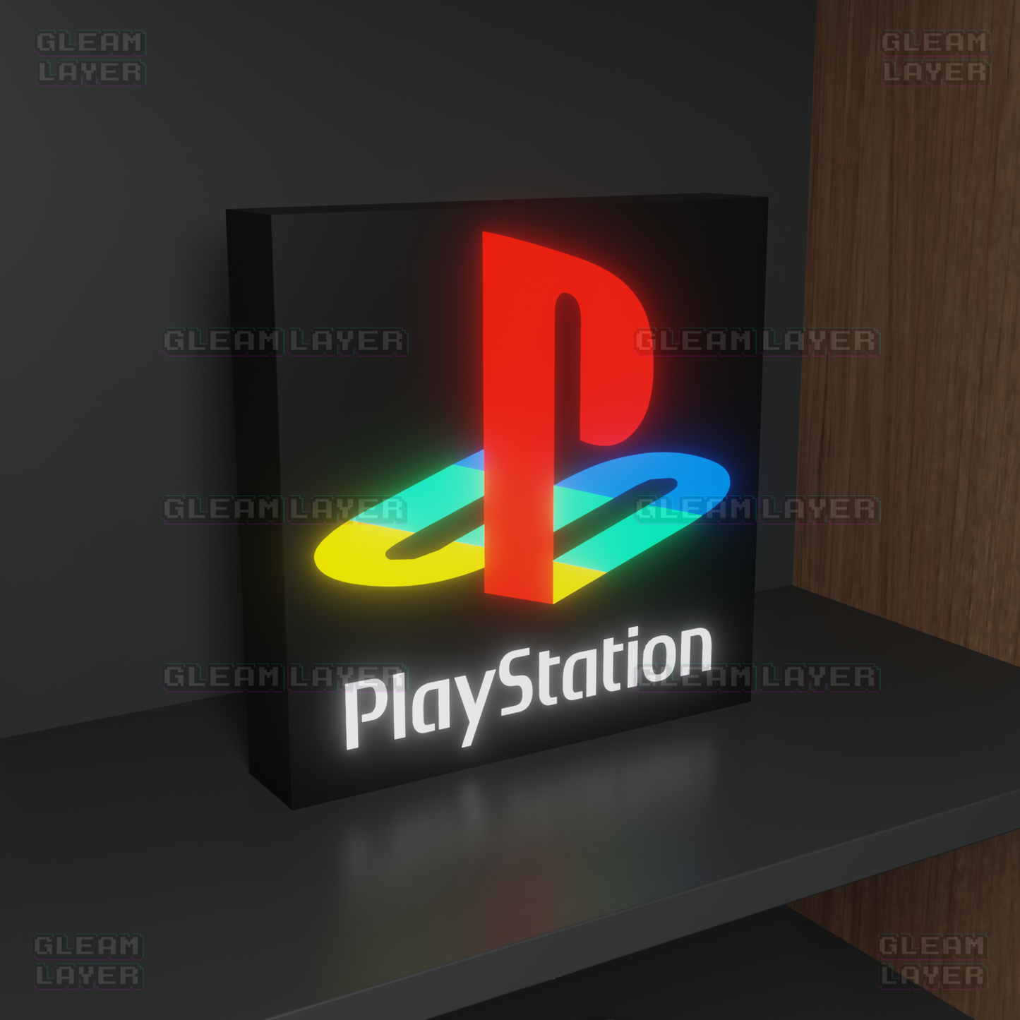 Playstation Retro Black Logo Led Gaming Light Sign