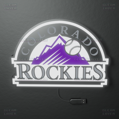 Colorado Rockies Led Light Box MLB Sports Bar Major League Baseball Wall Sign