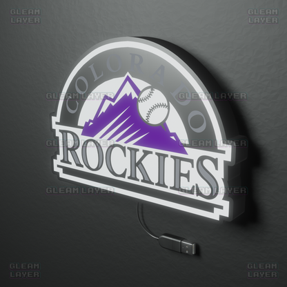 Colorado Rockies Led Light Box MLB Sports Bar Major League Baseball Wall Sign