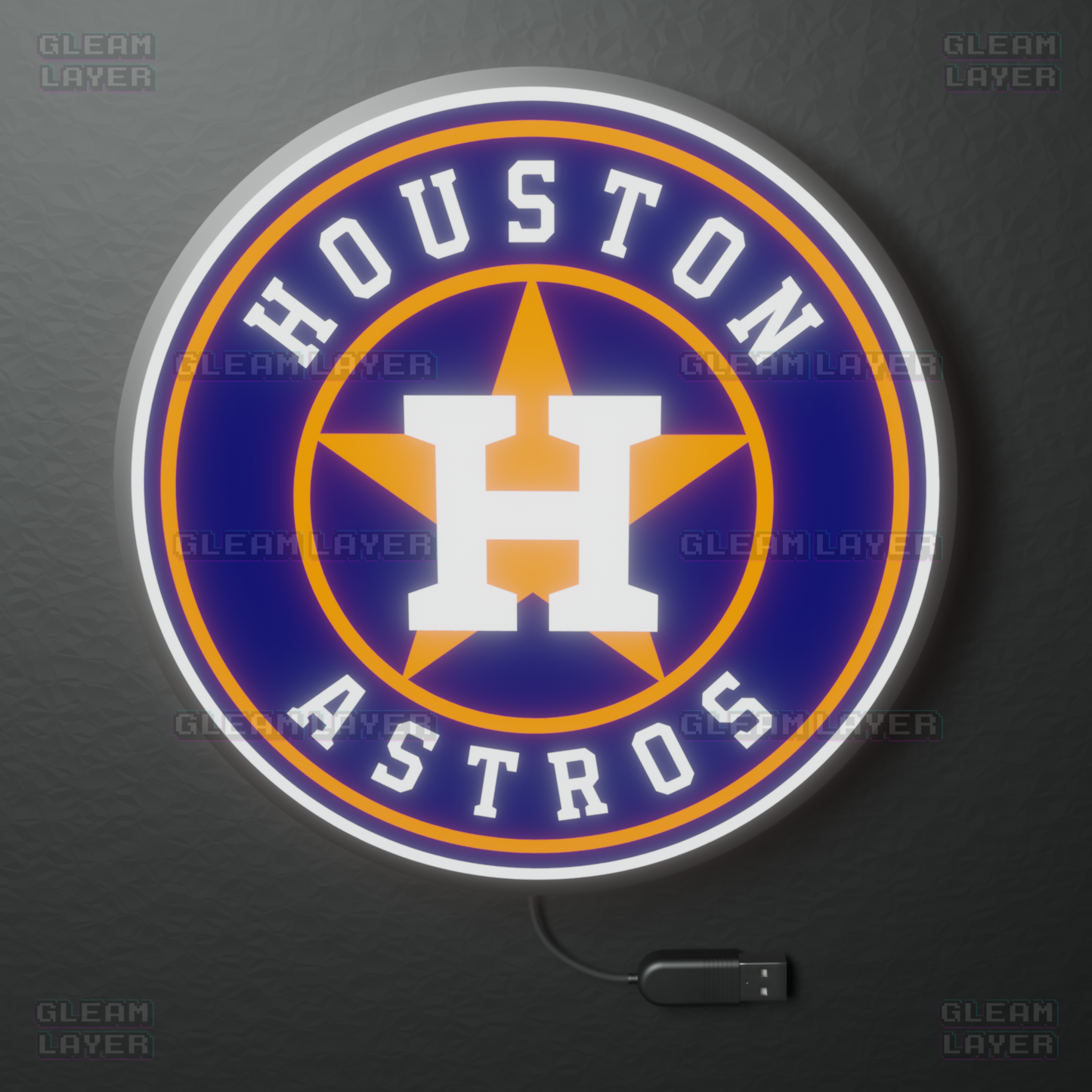 Houston Astros Led Light Box MLB Sports Bar Major League Baseball Wall Sign