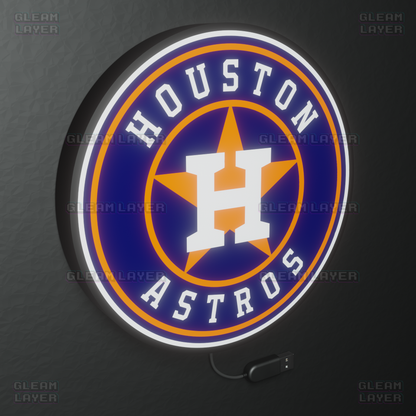 Houston Astros Led Light Box MLB Sports Bar Major League Baseball Wall Sign