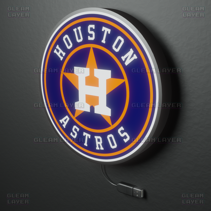 Houston Astros Led Light Box MLB Sports Bar Major League Baseball Wall Sign